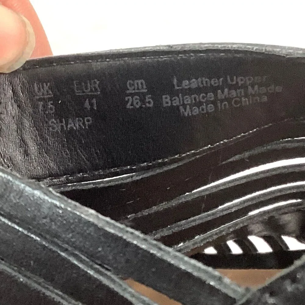 Franco Sarto Sharp Women's Sz 7.5 Black Leather Espadrilles 3.75